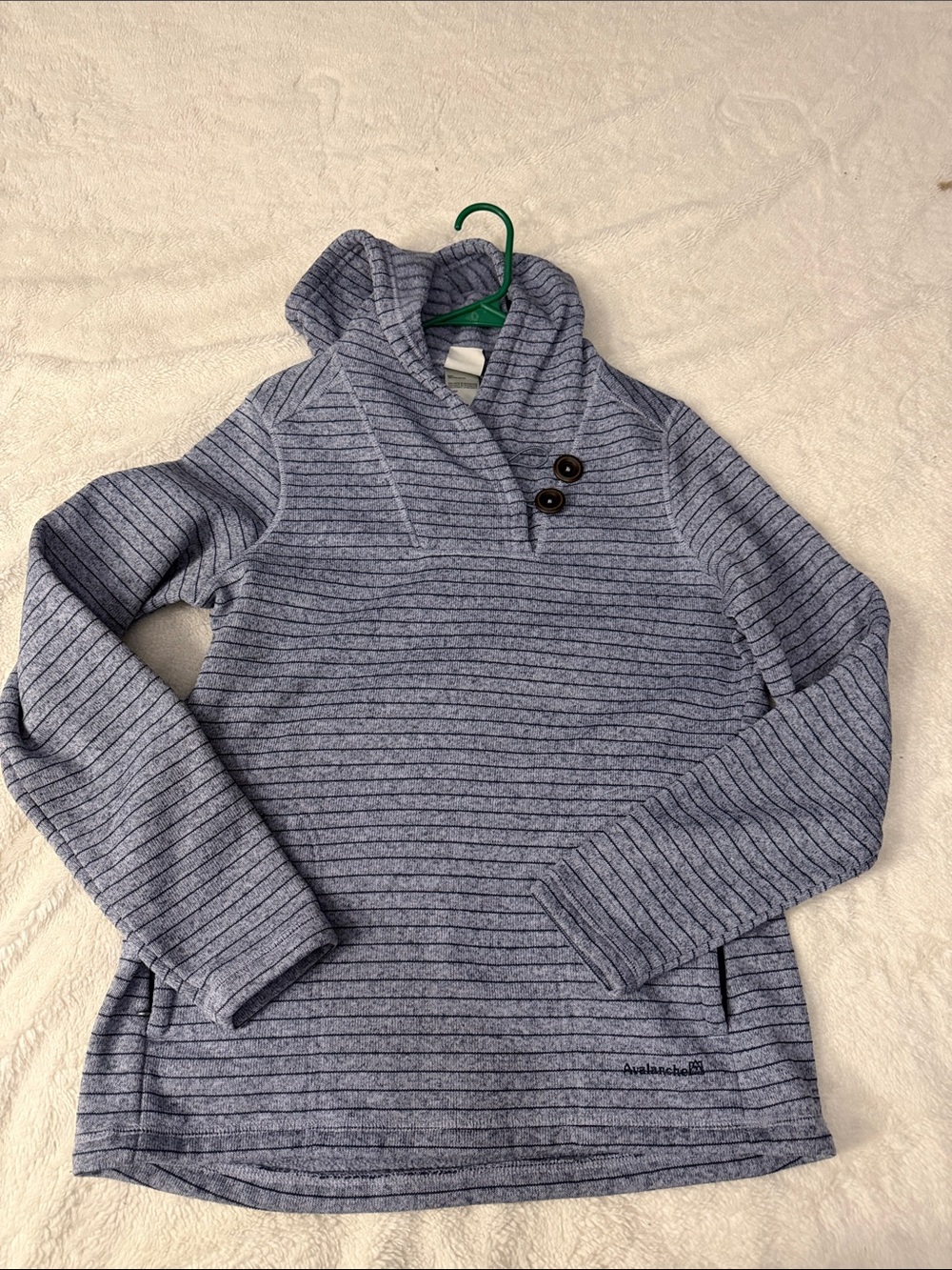 Avalanche Blue Striped Shawl-Collar Pullover Sweater